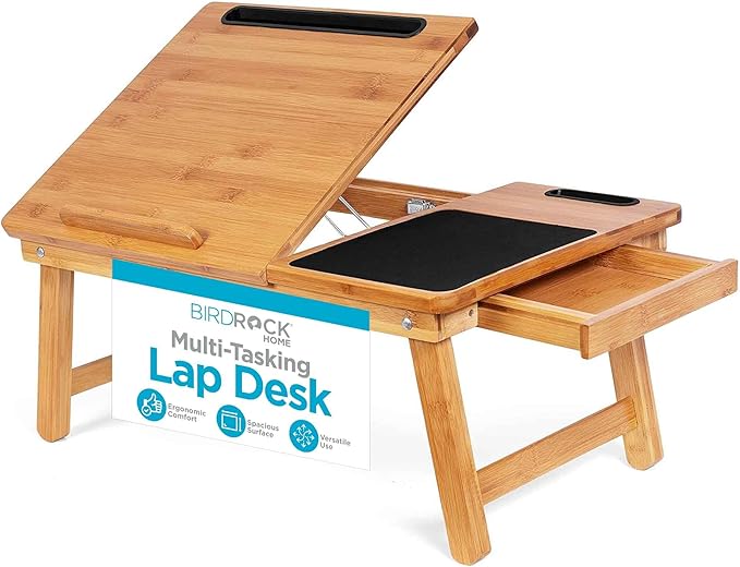 Adjustable Lap Desk with Wrist Support, Fits Laptops & Tablets