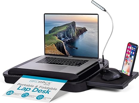 Portable Ergonomic Lap Desk with USB Light & Mouse Pad