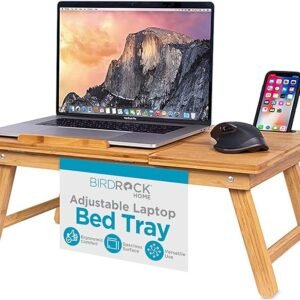 Adjustable Bamboo Laptop Bed Tray with Foldable Legs